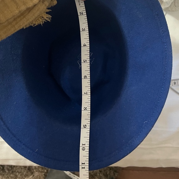 Vintage Lancaster Royal Blue Wool Fedora Hat Feather Accent Made USA Size M - Picture 11 of 12